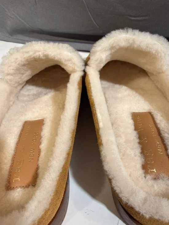Rag & Bone Shearling Lined Carter Mules Suede Loafers size 39 / 9 US - Picture 13 of 16